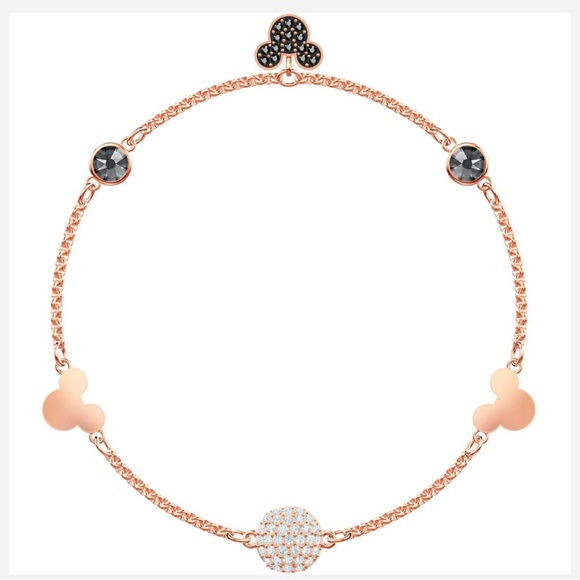 Swarovski Disney Mickey Mouse Rose Gold plated and Black Crystal Bracelet - Picture 1 of 8